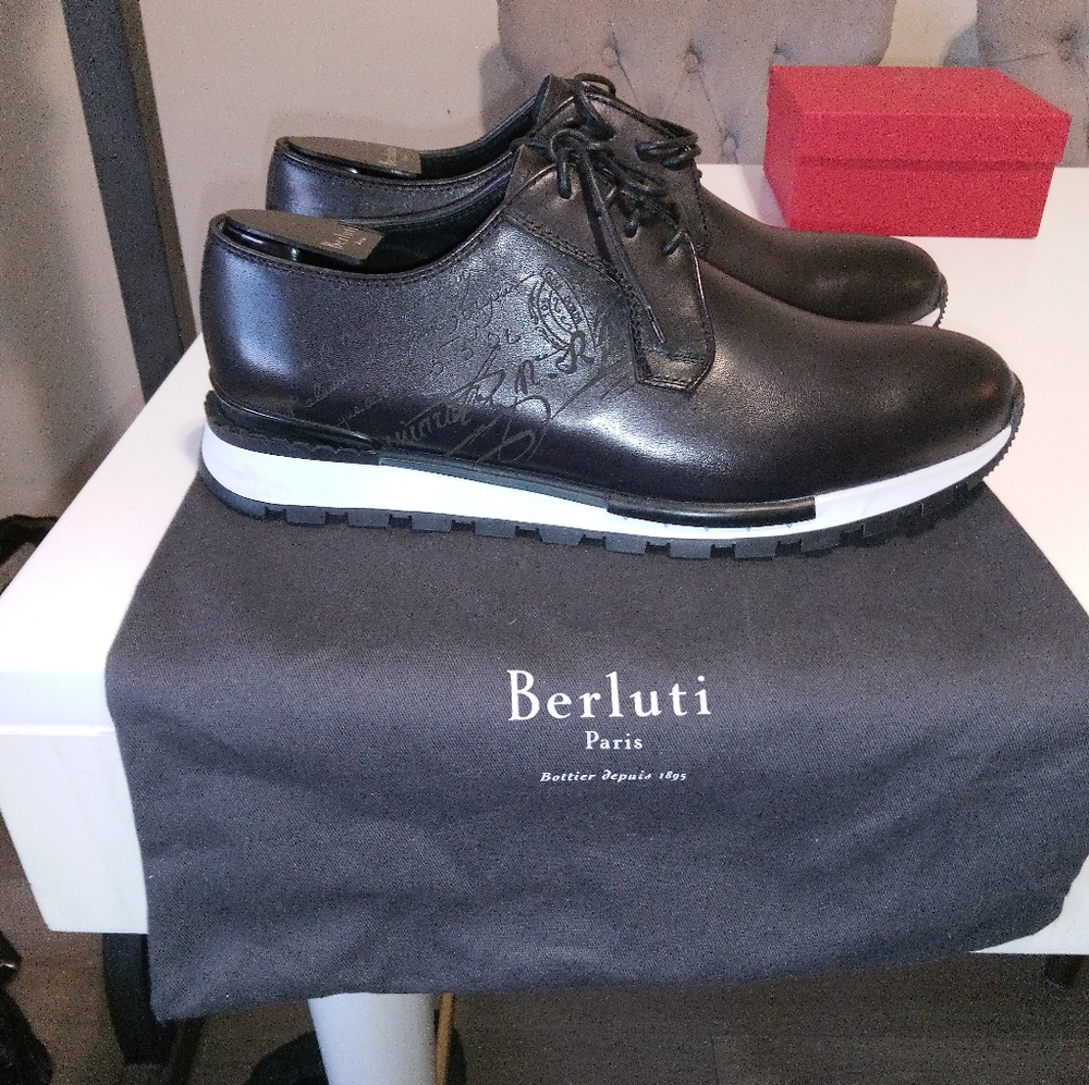 Black Leather Berluti Men's Sneakers